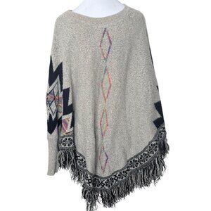 Adora Poncho Shaw Sweater Womens 2x 3X Aztec Southwestern Fringe Knit Plus Size